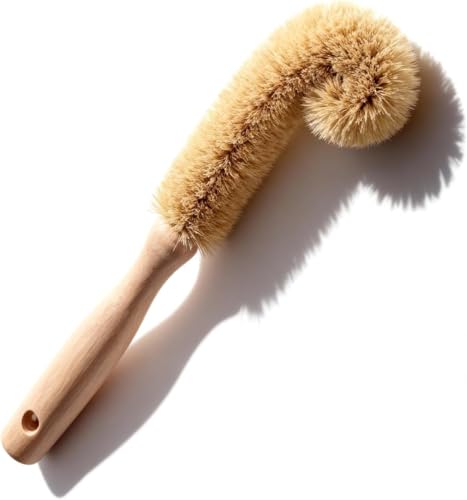Bottle Brush Cleaner with Long Beech Wood Handle, Scratch-Safe, L-Shaped Design for Cleaning Coffee Mugs, Mason Jars, Thermos, Glass Bottles, Beer Bottles, Wine Bottles, and Baby Bottles - size: 1 Pack - L- Brush