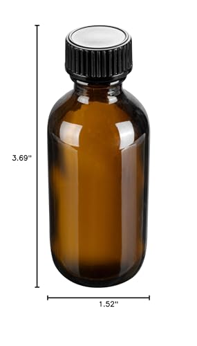 Restaurantware Vetri 2 Ounce Boston Glass Bottles, 48 Sample Bottles With Black Phenolic Caps - Dishwashable, Round, Amber Glass Bottle, For Potion, Juice, Ginger Shots, Whiskey, Liquids - color: Amber, size: 2 oz