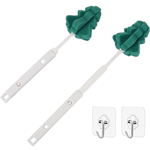 Bottle Soft Brushs Sponge Bottle Brushes 2 Pcs with 2 Pcs Traceless Hook | Adjustable Handles Cleaning Brushs Set For Wine Glasses and Bottles
