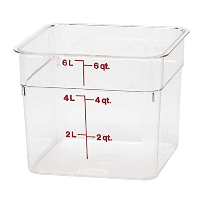 Cambro Food Storage Container - Classic Series Square - 6 QT (Quart) - Commercial Grade for Food Prep (Clear) - size: 6 QT
