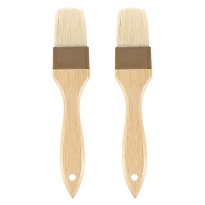 M METERXITY 2-Pack Pastry Brush, Wooden Handle Natural Bristle Basting BBQ Oil Brush for Cooking/Barbecue/Kitchen [1.6"] - size: 1.6"