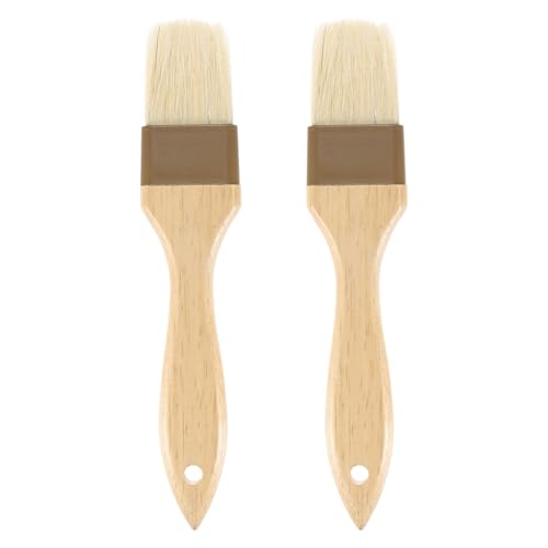M METERXITY 2-Pack Pastry Brush, Wooden Handle Natural Bristle Basting BBQ Oil Brush for Cooking/Barbecue/Kitchen [1.6"] - size: 1.6"