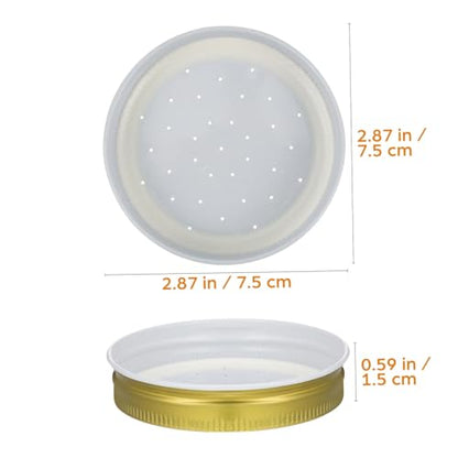 Kisangel 4Pcs Metal Bee Feeder Entrance Lids, Mason Jar Beehive Water and Sugar Syrup Feeding Tool, Durable Beekeeping Supplies Equipment for Garden Apiary