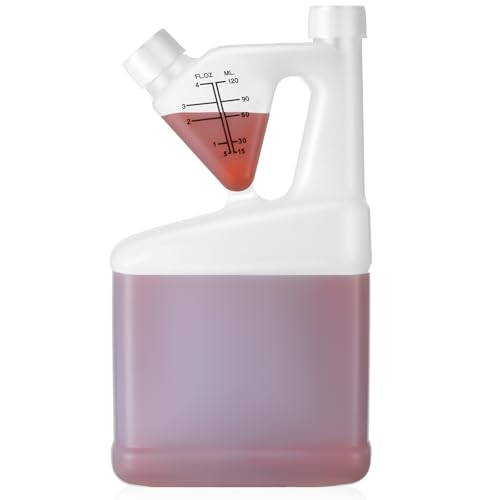1 Pcs 32oz Tip Measure Containers Tip and Pour Measuring Containers HDPE Chemical Measuring Cups with Lids Plastic Bottle, up to 4oz Capacity (32oz)