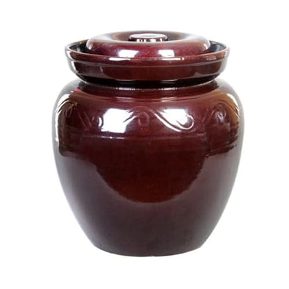 Ceramic Pickle Crock with Lids,Kimchi Containers, Fermentation Jar, Fermentation Jars Ceramic Pots, Sealed Fermentation Jars with Lids, Sauerkraut Crock -Brown||5L - size: 5L