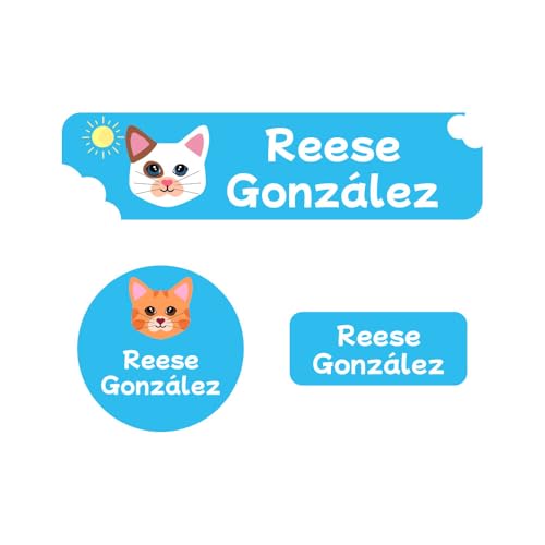 Name Bubbles - Kids Custom Name Labels for Daycare, School, Camp (102 Labels) - Personalized Waterproof Name Stickers for Clothes Tags, Lunch Boxes, Water Bottles, & School Supplies (Cats) - color: Cats, size: 102 Labels