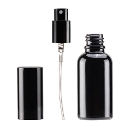 YIZHAO Black Glass Spray Bottles 1oz, with Small Fine Mist Spray, Metal Cap, Refillable for Essential Oil,Travel,Cleaning,Perfume,Aromatherapy,Makeup – 6 Pcs - color: Black, size: 30ml-6