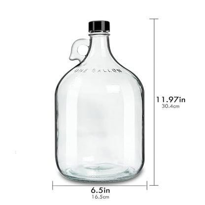 1 Gallon Transparent,Glass Bottles w/Airtight Stopper Lids, Brewing Bottle for Fermentation, Kombucha, Mead, Vinegar, Beer, Wine