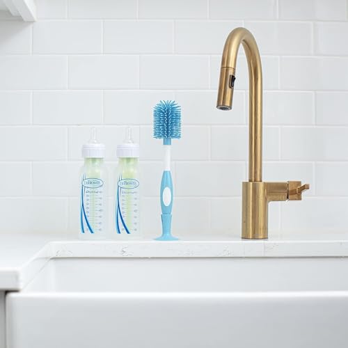 Dr. Brown's Baby Bottle Drying Tower, Stand-Up Drying Rack with Soft Touch No Scratch Baby Bottle Cleaning Brush, Blue