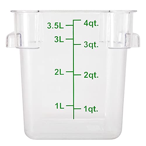 Restaurantware Met Lux 4 Quart Brine Buckets 10 Square Marinating Containers - With Volume Markers Built-In Handles Clear And Green Plastic Dough Rising Buckets Freezer-Safe Lids Sold Separately - size: 4 Quarts, style: 10 Count