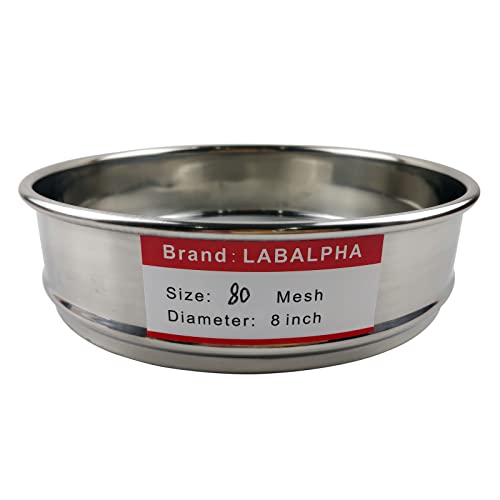 LABALPHA 80 Mesh Lab Sieves, #80 Mesh Test Sieve, 8'' Diameter, 304 Stainless Steel Wire Cloth (0.2mm) - size: 80 mesh (0.2mm)