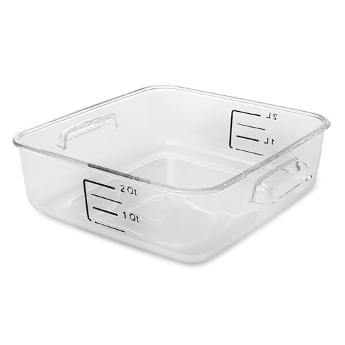 Rubbermaid Commercial Products, Space Saving Square Food Storage Container, 2 Quart, Clear, for Kitchen/Sous Vide/Meal Prep - size: 2 Qt.