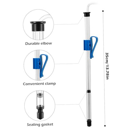 Auto Siphon 14 Inch Homebrew Siphon Pump with Tubing and Clamp Clear Wine Making Kit for Small Batch Beer Kombucha Wine, Auto Homebrew