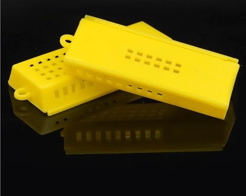 Queen Bee Cage 50Pcs Beekeeping Transport Cages Yellow White Bees Queen Post Room Cage Plastic King Prisoner Bee Apiculture Tools for Beekeeping Supplies