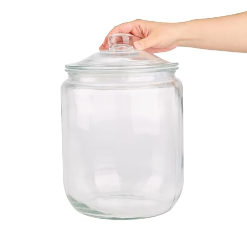 Restaurantware Glass Jar - 1 Count - Vetri 2 Gallon Glass Storage Jar, With Lid, Clear, Dishwasher-Safe - Storage Container For Flour, Coffee Beans, Kitchen Organization - size: 2 gal