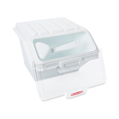Rubbermaid Commercial Products ProSave Shelf Food Ingredient Bin with Scoop 40-Cup White Kitchen Food Storage Sugar/Grains/Rice/Baking Supplies - size: 40 Cup
