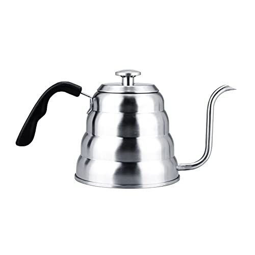 Pour over Coffee Kettle, Gooseneck Kettle, 304 Stainless Steel Coffee Gooseneck Kettle with Thermometer Easy Pour Teapot for Home Brewing(1.2L-White)