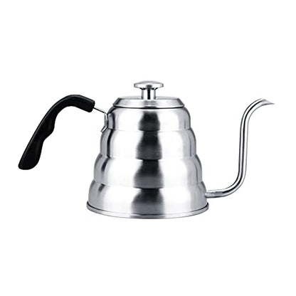 Pour over Coffee Kettle, Gooseneck Kettle, 304 Stainless Steel Coffee Gooseneck Kettle with Thermometer Easy Pour Teapot for Home Brewing(1.2L-White)
