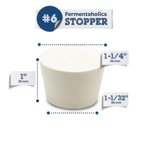 Fermentation TPE Rubber Stoppers – Solid Bungs (#6 Stopper, 4-Pack) - size: #6