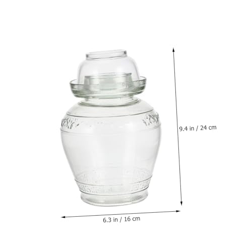 Glass Pickle Jar Set 5lb Thickened Airtight Fermentation Crock with Lid, Brush, and Tongs for Household Pickled Vegetables Storage and Sichuan Sauerkraut