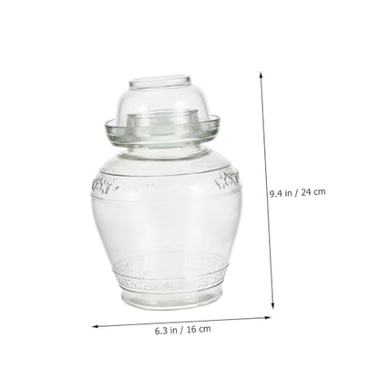 Glass Pickle Jar Set 5lb Thickened Airtight Fermentation Crock with Lid, Brush, and Tongs for Household Pickled Vegetables Storage and Sichuan Sauerkraut
