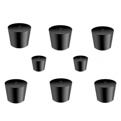 Laboratory Grade Rubber Stoppers, 8 Pieces Assorted Tapered Bungs Set, 7# Solid Black Round Rubbers Hole Plugs - size: 8pcs 7#