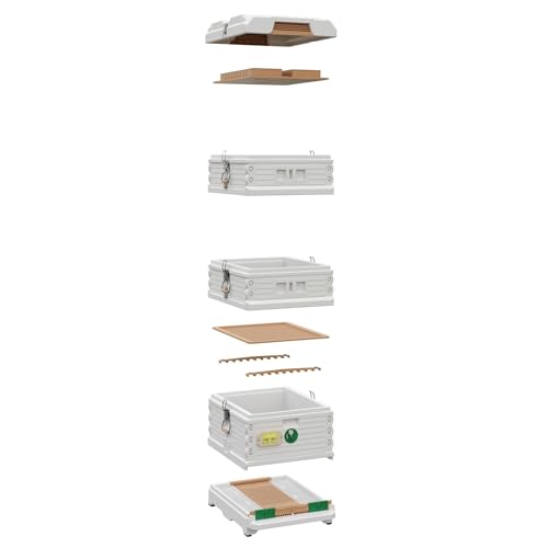 Apimaye Ergo Insulated 10 Frame Honey Maker 1 Deep 2 Medium Beehive Set (White Body Green Entrance)