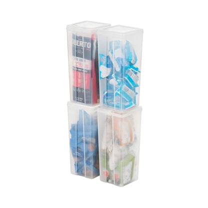 IRIS USA Vertical Storage Bins with Lids |Made in USA| Flip Top Containers for Organizing Pantry, Office, Craft, and Study Supplies - Large (4-Pack) - size: Large - 4 Pack