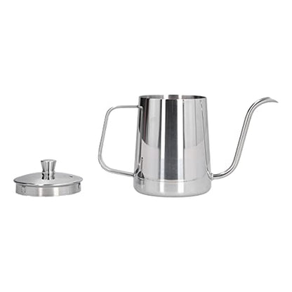304 Stainless Steel Coffee Kettle, 600ml Gooseneck Pour Over Coffee Pot with Ergonomic Handle and Thermometer Hole, for Home Kitchen Brewing