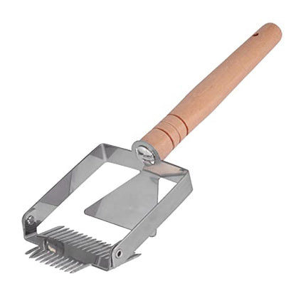 Rengue Honey Uncapping Fork Double Head Honey Cutting Fork Scraper Beehive Tool with Comfortable Handle for Beekeeping Collection (Double-Ended Wooden Handle) - size: Double-ended wooden handle