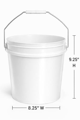 MKS Plastics 2-Gallon Bucket with Airtight Lid – Made in USA, Food Grade BPA Free Plastic, Heavy Duty Multi-Use, Metal Handle with Grip, Stackable Storage – White, 5 Pack - color: 2 Gallon - White, size: 5