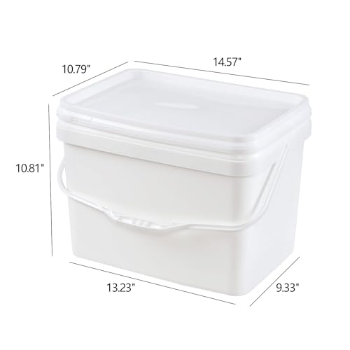Saedy 5 Gallon Rectangular Bucket with Seal Lids for Food Storage, 4 Packs | Food Grade, with Handle - size: 5 Gallon
