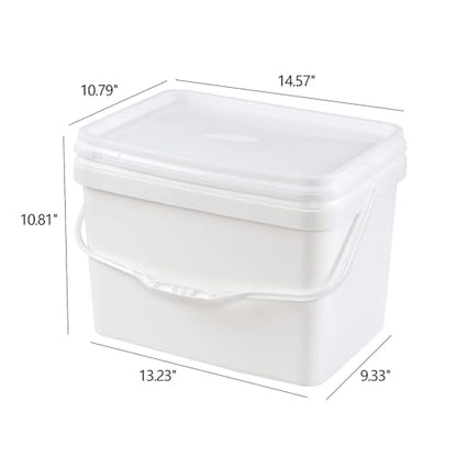 Saedy 5 Gallon Rectangular Bucket with Seal Lids for Food Storage, 4 Packs | Food Grade, with Handle - size: 5 Gallon