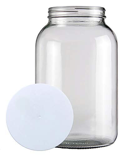 (2 PACK) Bolt Goods 1 Gallon Wide Mouth Glass Mason Jar + Airtight Plastic Lid with Liner Seal + USA MADE + Ferment & Store Kombucha Tea or Kefir for Canning, Pickling & Preserving, Dishwasher Safe