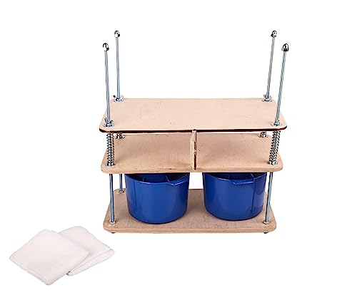 Wooden Cheese Press For Cheese Making Supplies 16 In Plywood 1/2 in Thick - Cheese Making Kit With Wooden Cheese Press and 2 Cheese Molds 1/2 Gal, Cheesecloth, Springs and Measuring Scale Included