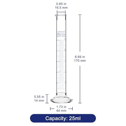 Labasics 4-Pack Borosilicate Glass 25 ml Heavy Wall Graduated Cylinder Measuring Cylinder - size: 25 ml