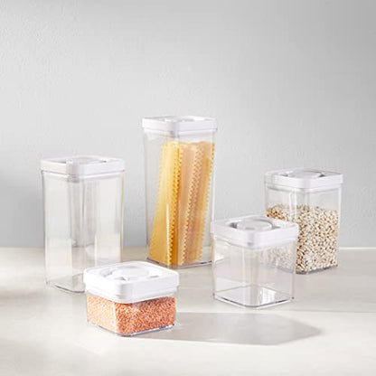 Amazon Basics Airtight Food Storage Containers, BPA Free, Dishwasher Safe, with Twist/Turn Lids, for Kitchen Pantry Organization, 10-Piece Square Set, Clear Plastic