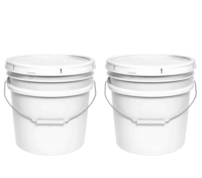 MKS Plastics 3.5-Gallon Bucket with Airtight Lid – Made in USA, Food Grade BPA Free Plastic, Heavy Duty Multi-Use, Metal Handle with Grip, Stackable Storage – White, 2 Pack - color: 3.5 Gallon - White, size: 2