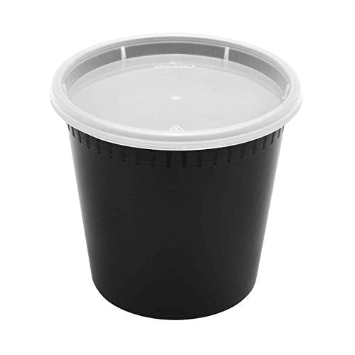 Karat [24oz - 240 ct Black PP Injection Molded Round Deli Containers with Lids (FP-IMDC24-PPB) - color: Black, size: 24oz
