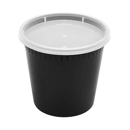 Karat [24oz - 240 ct Black PP Injection Molded Round Deli Containers with Lids (FP-IMDC24-PPB) - color: Black, size: 24oz