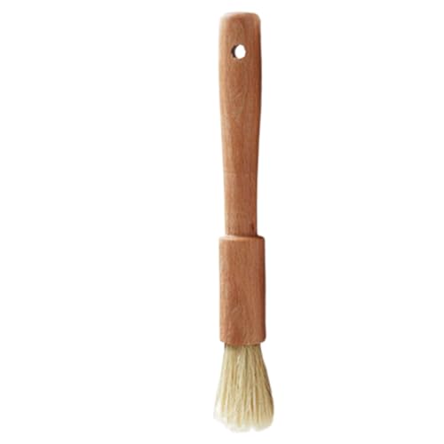 Generic Natural Bristles with Wooden Handle Pastry Brushes for Basting Spreading Butter Barbecue Baking Kitchen Cooking (Cylindrical), Silver