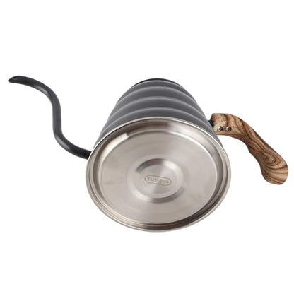 Premium Gooseneck Coffee Kettle, 1.2L Stainless Steel Pour Over Pot, Thermometer Kettle with Barista Style Design, Ideal for Brewing Enthusiasts