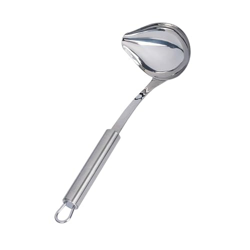 Restaurantware Stainless Steel Soup Ladle with Pour Spout - German Standard Gravy Ladle, Dishwasher Safe, Heat Resistant - Easy Pour Spout Ladle for Serving Soup, Sauce, Gravy - style: Pour Spout Ladle