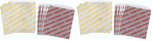 Printed Foil Hamburger and Cheeseburger Bags - 50 Each - Silver Red Yellow (Pack of 2) - size: One Size (Pack of 2)