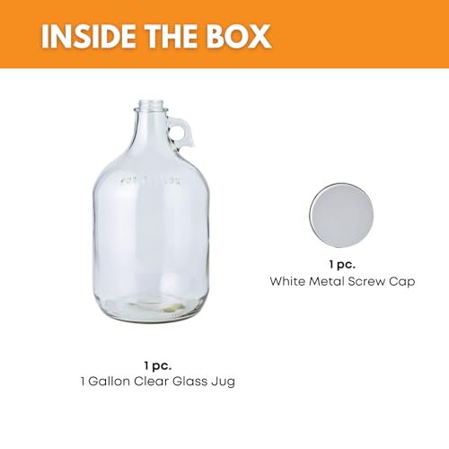 Home Brew Ohio 1 Gallon Glass Water Bottle Includes 38 mm Metal Screw Cap - style: 1pack 1 Gallon Growler