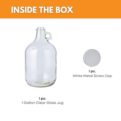 Home Brew Ohio 1 Gallon Glass Water Bottle Includes 38 mm Metal Screw Cap - style: 1pack 1 Gallon Growler