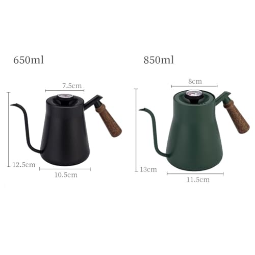Gooseneck Kettle with Thermometer, 650-850ML for Stainless Steel Pour Over Coffee Pot with Narrow Spout Precise Brewing, Manual Drip Teapot Home and Cafe