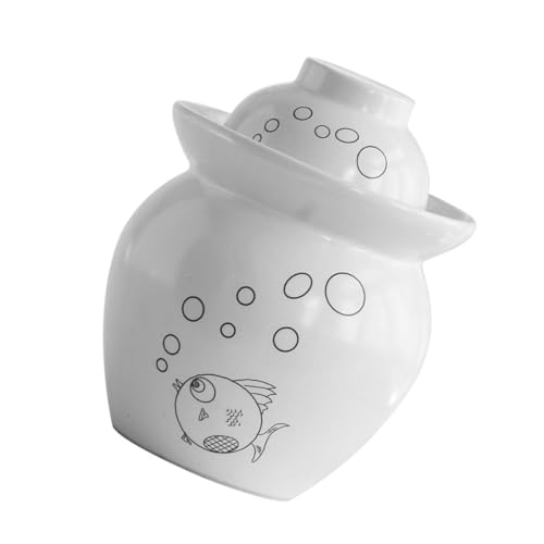 SOLUSTRE Ceramic Pickle Jar Airtight Kimchi Jar 1.5lb Sealed Fermentation Crock Traditional Food Storage Container for Sauerkraut and Pickled Vegetables