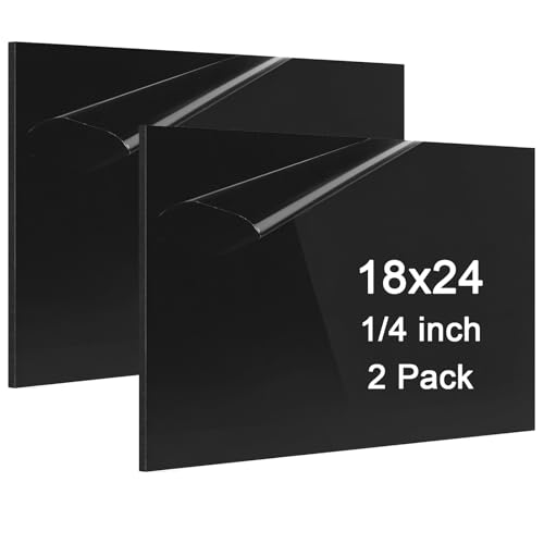 ABS Plastic Sheet 1/4 Inch Thick - 2PACK 18" x 24" Black Rigid ABS Board Impact Resistant Heat Moldable ABS Plastic Panel for Industrial DIY Projects, Home Decor, Handicrafts - (Frosted & Smooth) - size: 18x24x1/4 inch
