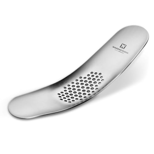 Wagensteiger Stainless Steel Curved Garlic Presser or Cheese Grater, Curved Pressing & Grating Motion, Minimalist Design, Stylish Kitchen Essentials 205mm x 48mm / 8.07 inches x 1.89 inches